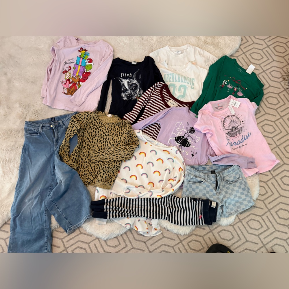 Assorted crewcuts, gap and abercrombie kids denim and shirts sz 10-14